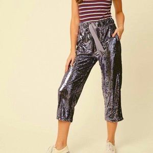 Navy Blue Sequin Crop Pant - size SM